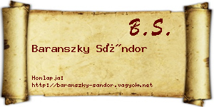 Baranszky Sándor névjegykártya